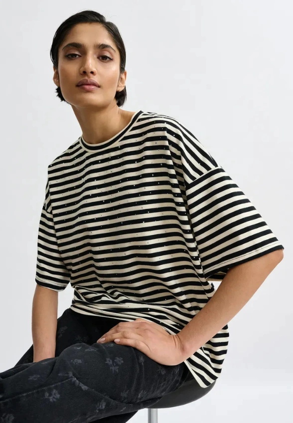 BLUZKA OVERSIZE BIAŁO-CZARNA