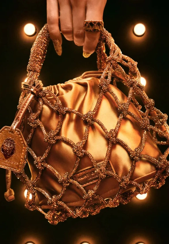 TOREBKA MACRAME CRYSTAL ZŁOTY BRĄZ