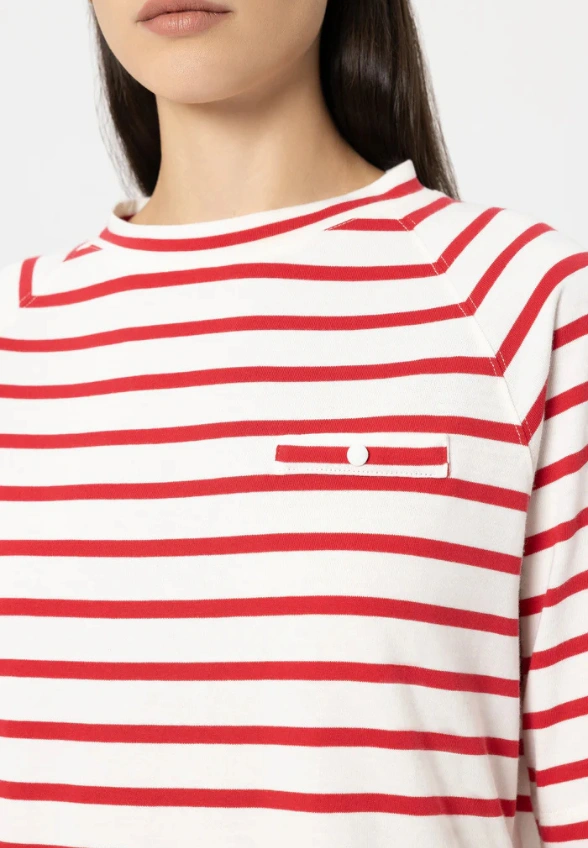 T-SHIRT BAWEŁNIANY W PASKI CZERWONY