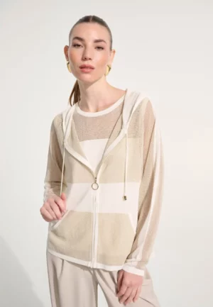 BLUZA DZIANINOWA Z SIATECZKĄ KREMOWA