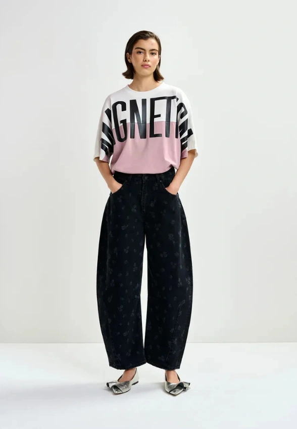 SPODNIE JEANSOWE BARREL-LEG CZARNE