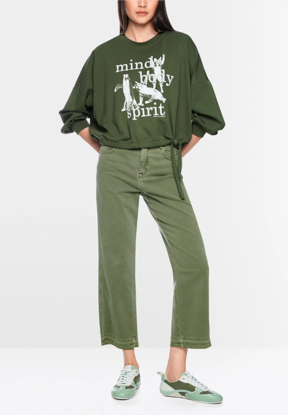 BLUZA Z NADRUKIEM KOTA OLIWKOWA ZIELEŃ