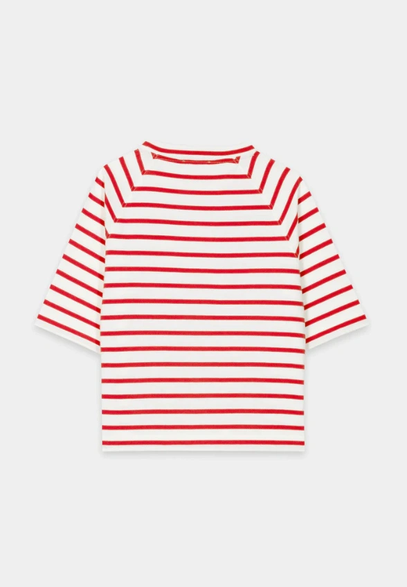 T-SHIRT BAWEŁNIANY W PASKI CZERWONY