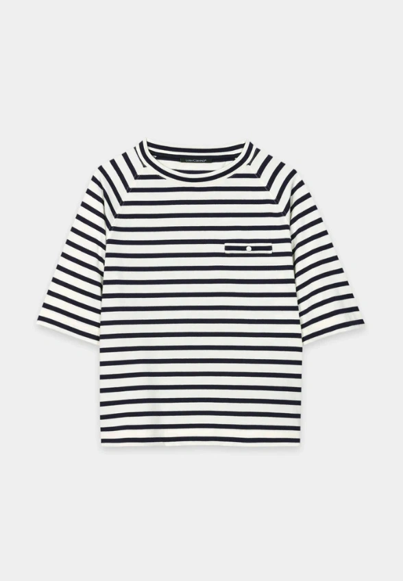 T-SHIRT BAWEŁNIANY W PASKI GRANATOWY