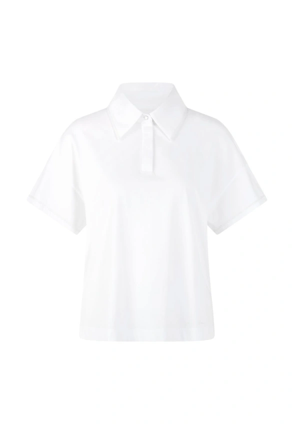T-SHIRT BAWEŁNIANY Z POLO BIAŁY