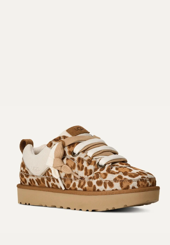 SNEAKERSY LO LOWMEL PLAINS Z WZOREM W PANTERKĘ BIAŁE