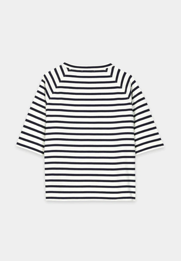 T-SHIRT BAWEŁNIANY W PASKI GRANATOWY