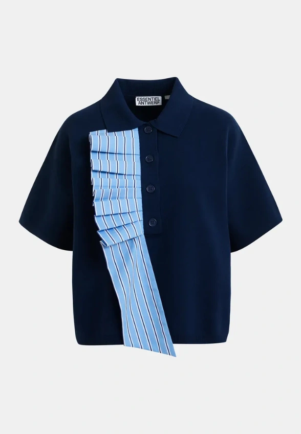 BLUZKA POLO DZIANINOWA GRANATOWA