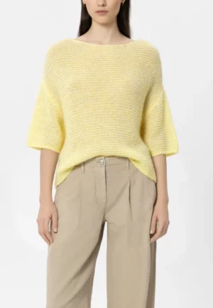 SWETER Z MIESZANKI ALAPKI I WEŁNY BANANOWY ŻÓŁTY