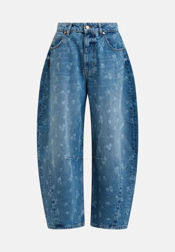 SPODNIE JEANSOWE BARREL-LEG CROPPED NIEBIESKIE