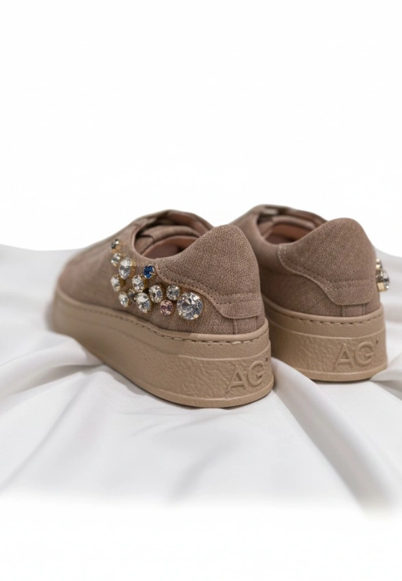 SNEAKERSY GIULY STRASS JASNY BRĄZ