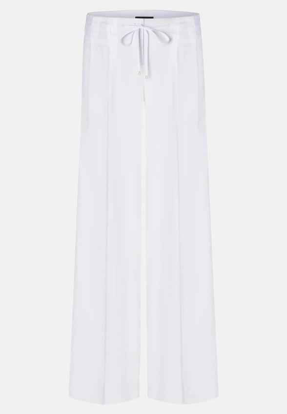 SPODNIE LNIANE ADDISON WIDE-FIT BIAŁE