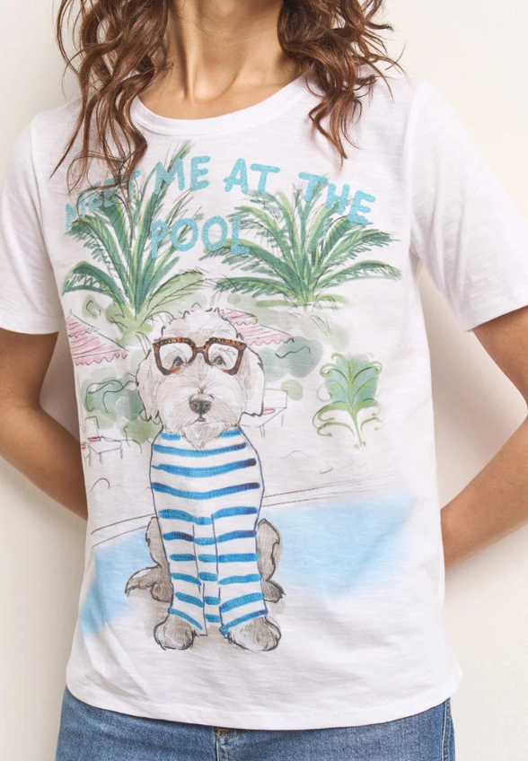 T-SHIRT POOL DOG BIAŁY