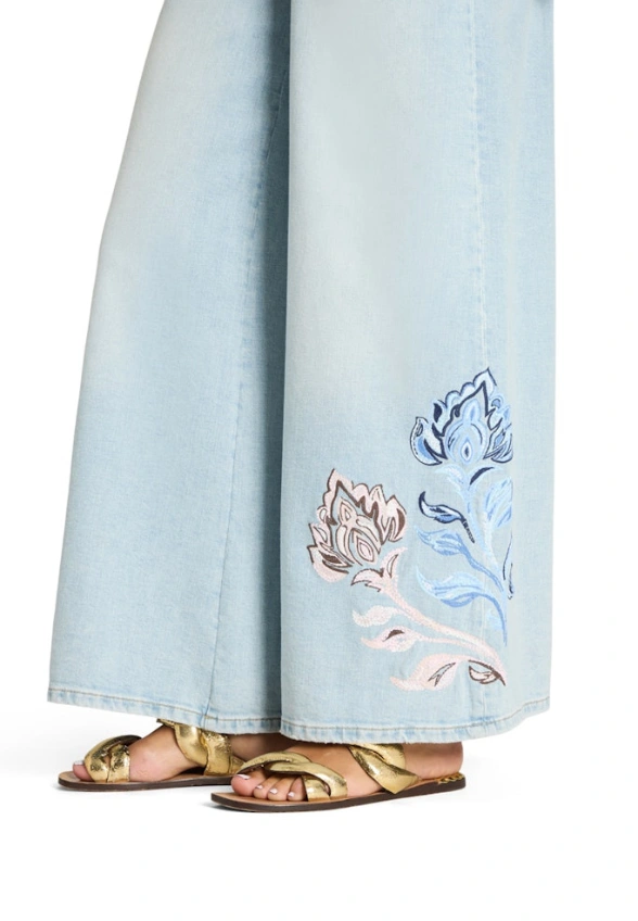 SPODNIE PALAZZO CROPPED Z PRINTEM JASNO-NIEBIESKIE