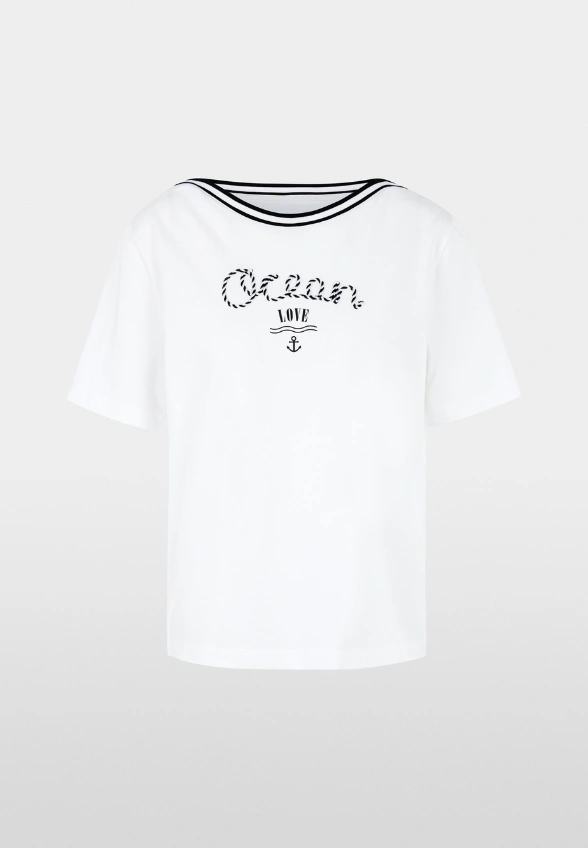 T-SHIRT BAWEŁNIANY BIAŁO-GRANATOWY
