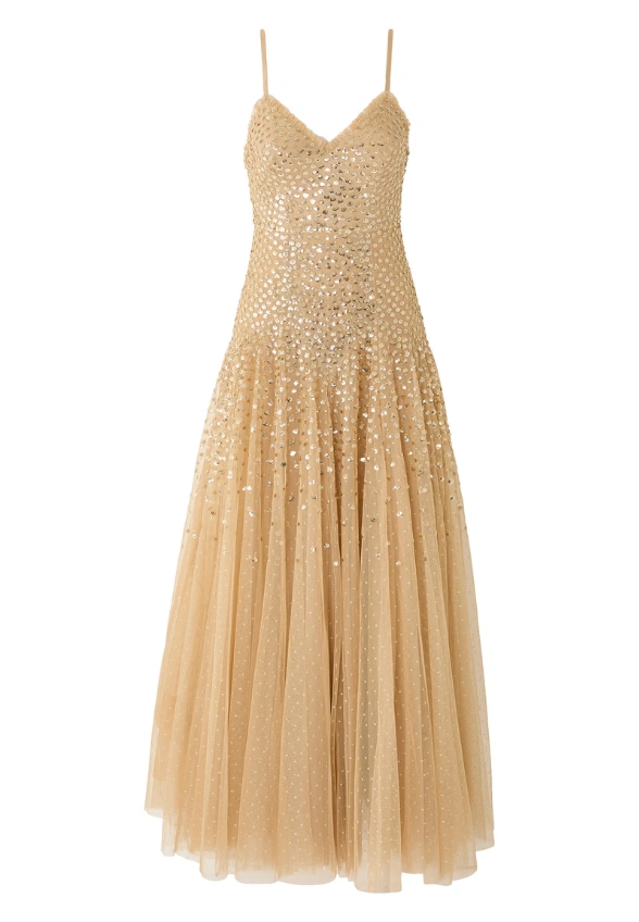 SUKIENKA SEQUIN CASCADE CAMI MIODOWY BRĄZ