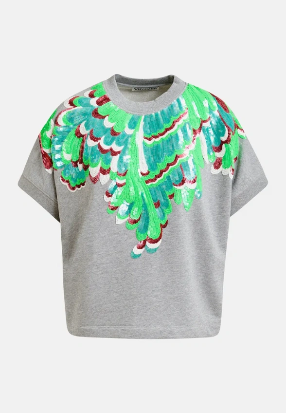 BLUZA Z CEKINOWYM ZDOBIENIEM SZARA