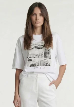 T-SHIRT BAWEŁNIANY Z NADRUKIEM FOTOGRAFICZNYM BIAŁY