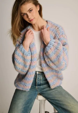 KARDIGAN MAUD Z ALPAKI BŁĘKITNY