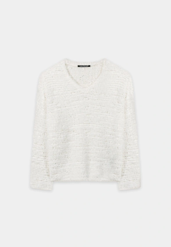 SWETER CEKINOWY BIAŁY