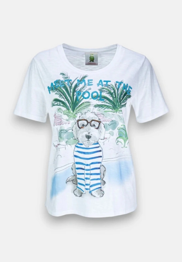 T-SHIRT POOL DOG BIAŁY