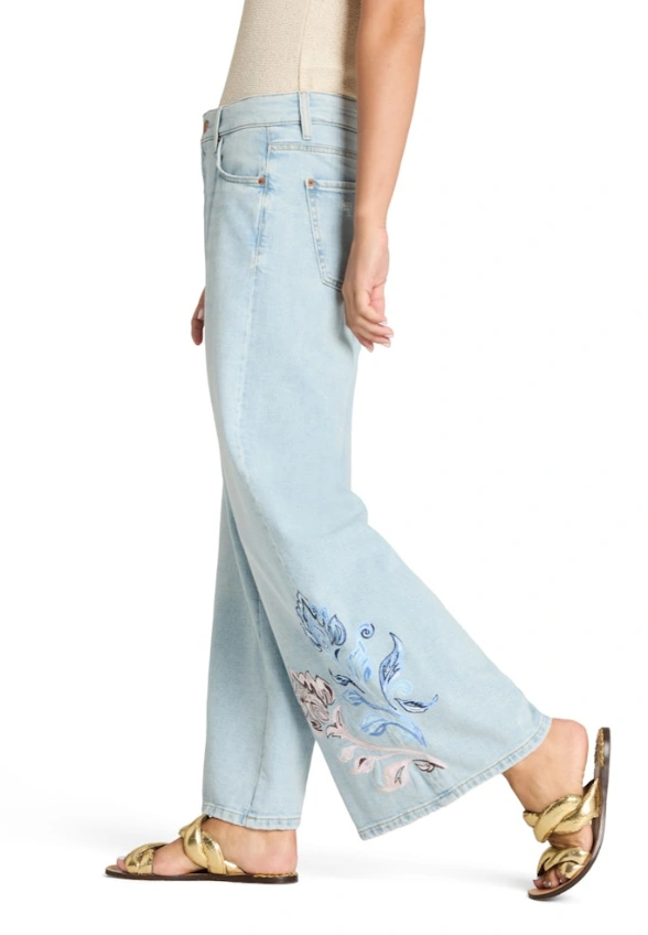 SPODNIE PALAZZO CROPPED Z PRINTEM JASNO-NIEBIESKIE