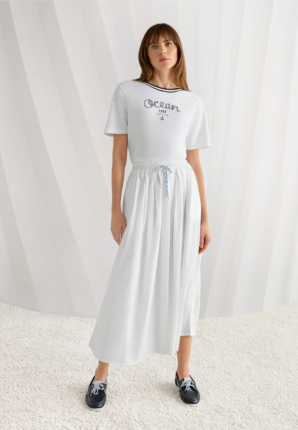 T-SHIRT BAWEŁNIANY BIAŁO-GRANATOWY