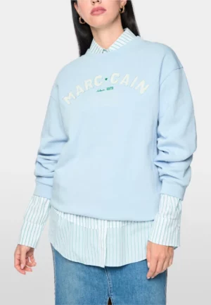 BLUZA Z FLOKOWANYM NAPISEM BŁĘKITNA
