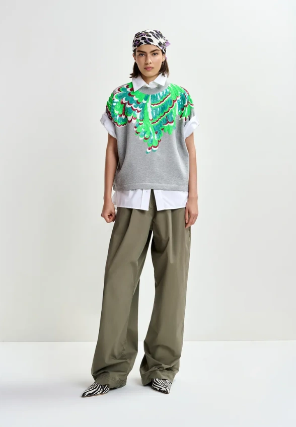 BLUZA Z CEKINOWYM ZDOBIENIEM SZARA