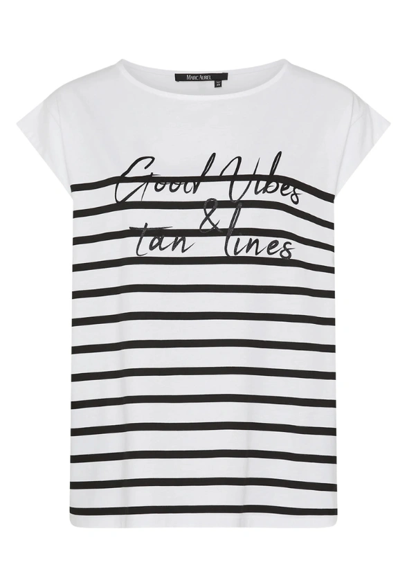 T-SHIRT BAWEŁNIANY W PASKI CZARNO-BIAŁY