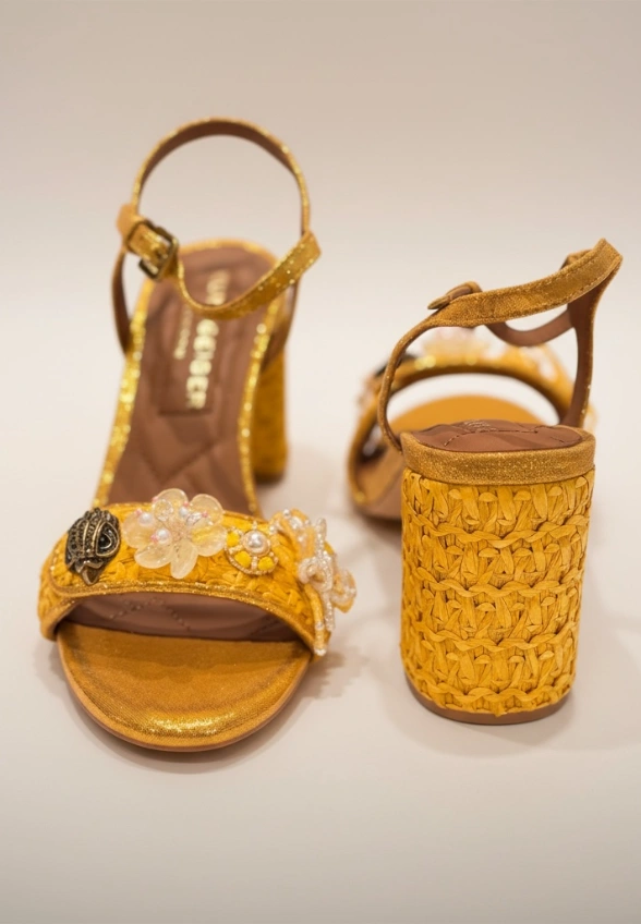 SANDAŁY KENSINGTON LANGLEY RAFFIA ŻÓŁTE