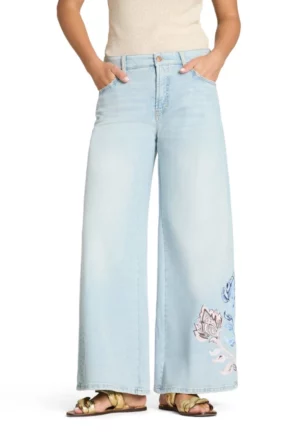 SPODNIE PALAZZO CROPPED Z PRINTEM JASNO-NIEBIESKIE
