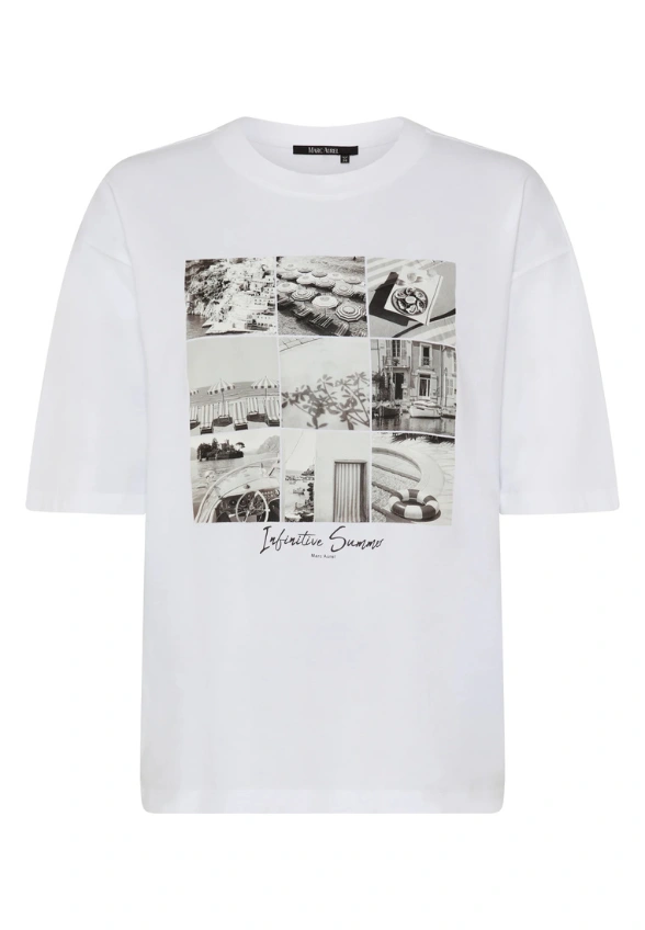 T-SHIRT BAWEŁNIANY Z NADRUKIEM FOTOGRAFICZNYM BIAŁY
