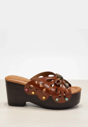 KLAPKI BUTTERFLY WEDGE BRĄZOWE