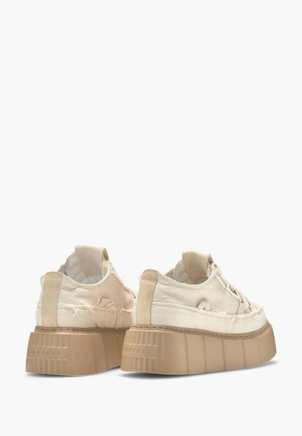SNEAKERSY MATILDA FRAYED DENIM KREMOWO-BEŻOWE