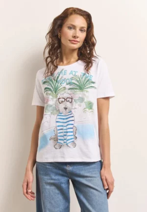 T-SHIRT POOL DOG BIAŁY