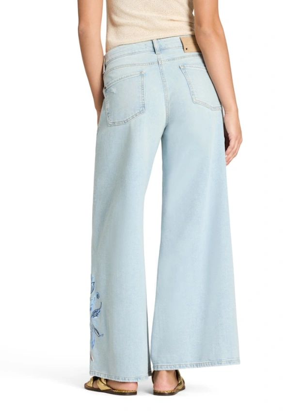 SPODNIE PALAZZO CROPPED Z PRINTEM JASNO-NIEBIESKIE