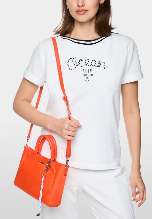 T-SHIRT BAWEŁNIANY BIAŁO-GRANATOWY