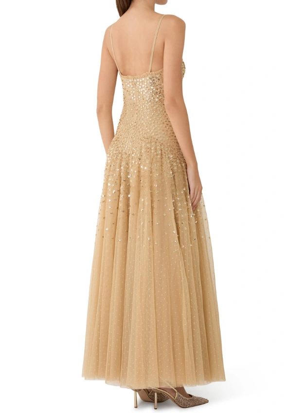 SUKIENKA SEQUIN CASCADE CAMI MIODOWY BRĄZ
