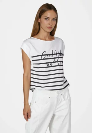 T-SHIRT BAWEŁNIANY W PASKI CZARNO-BIAŁY