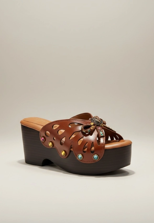 KLAPKI BUTTERFLY WEDGE BRĄZOWE