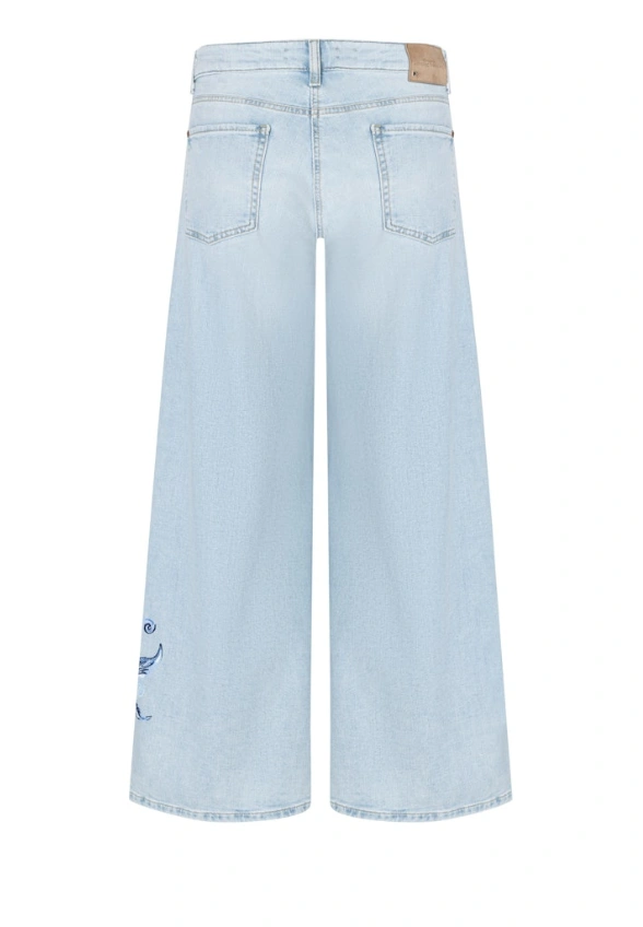 SPODNIE PALAZZO CROPPED Z PRINTEM JASNO-NIEBIESKIE