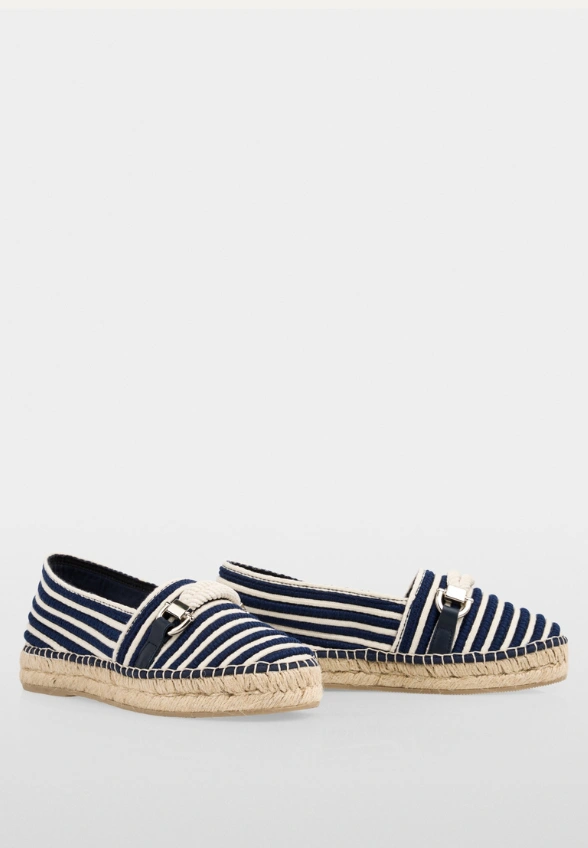 ESPADRYLE W PASKI BIAŁO-GRANATOWE