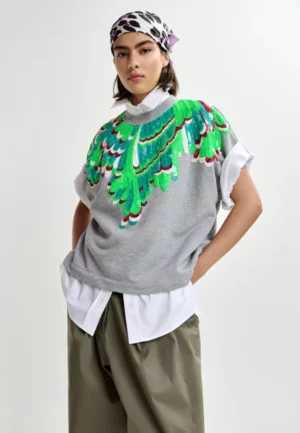 BLUZA Z CEKINOWYM ZDOBIENIEM SZARA