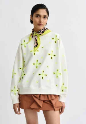 BLUZA Z AŻUROWYM HAFTEM KREMOWA