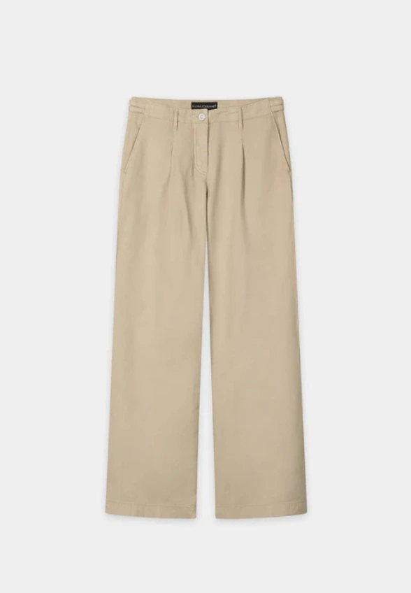 SPODNIE JEANSOWE WIDE-LEG CHINO BEŻOWE