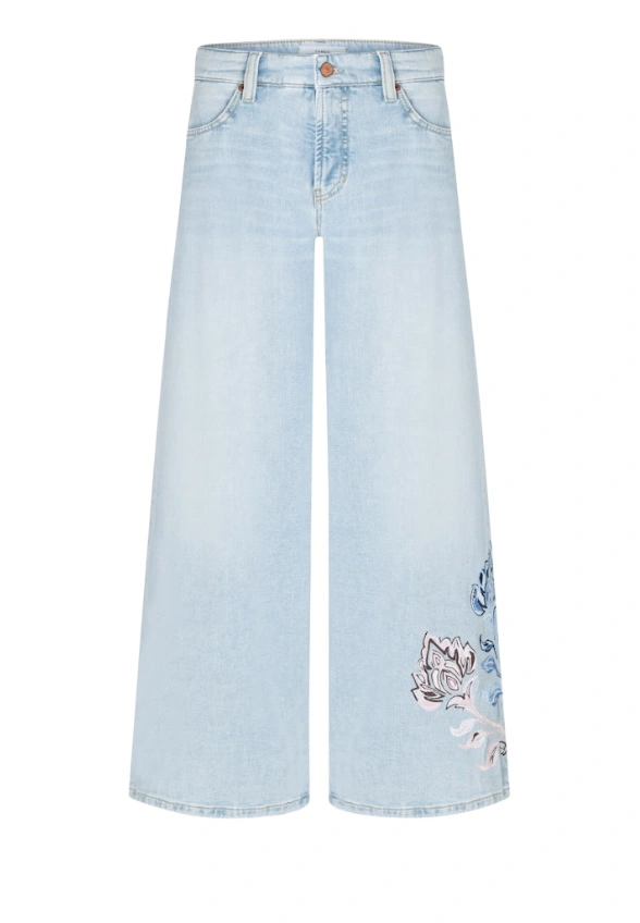 SPODNIE PALAZZO CROPPED Z PRINTEM JASNO-NIEBIESKIE