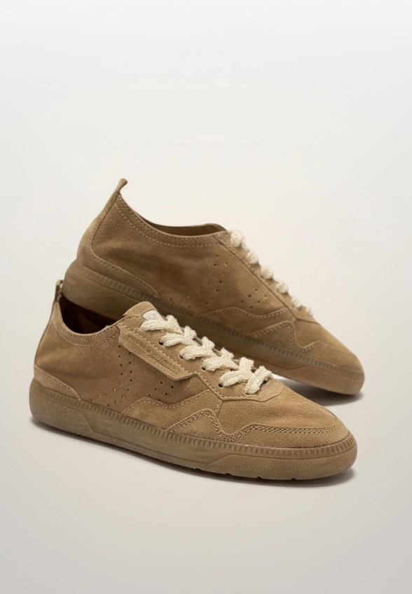 SNEAKERSY POP Z ZAMSZOWEJ SKÓRY JASNY BRĄZ