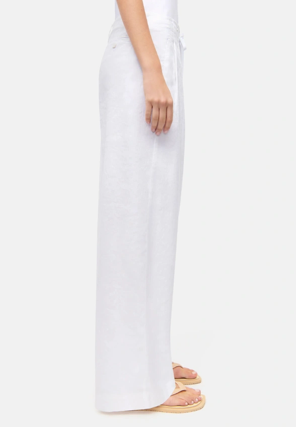SPODNIE LNIANE ADDISON WIDE-FIT BIAŁE