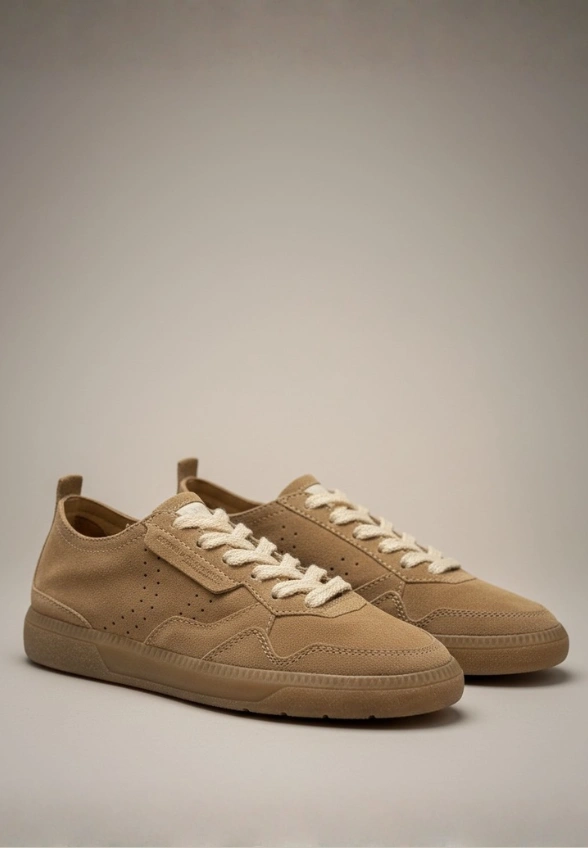 SNEAKERSY POP Z ZAMSZOWEJ SKÓRY JASNY BRĄZ